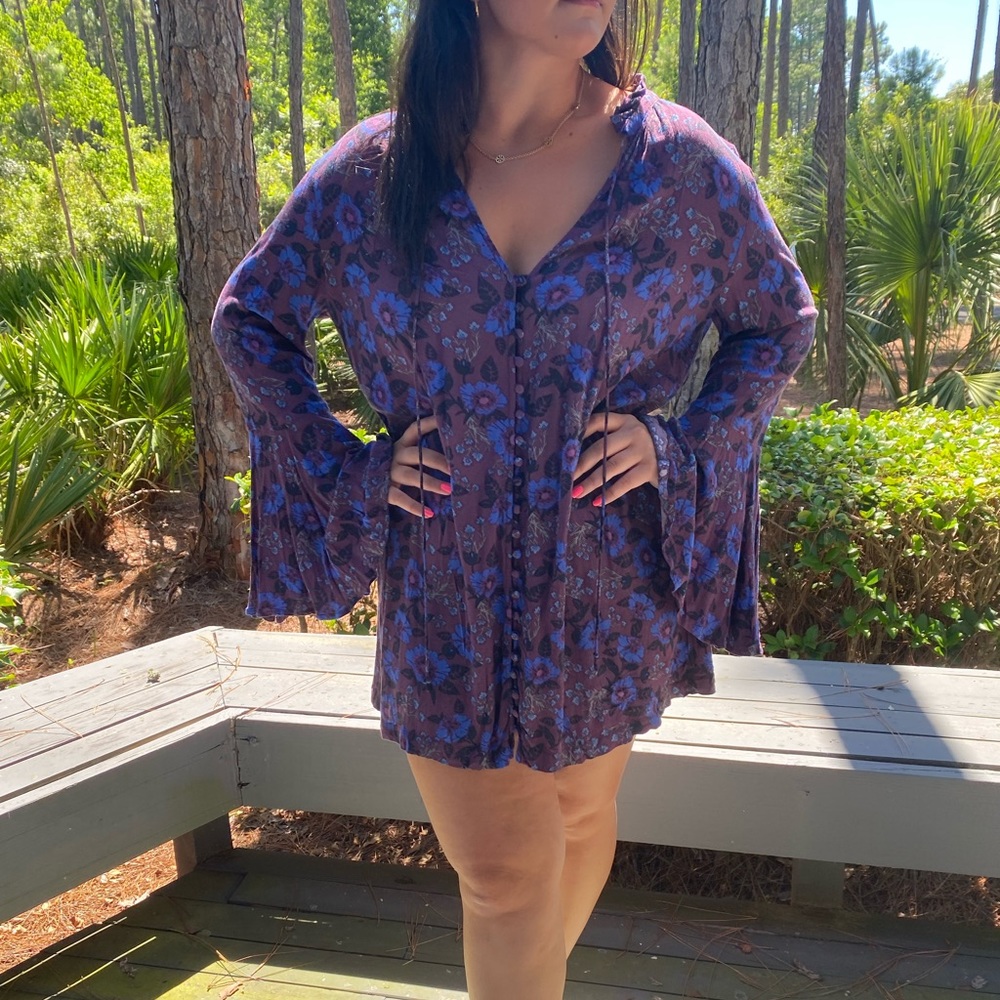 Free People Purple Floral Mini Dress
